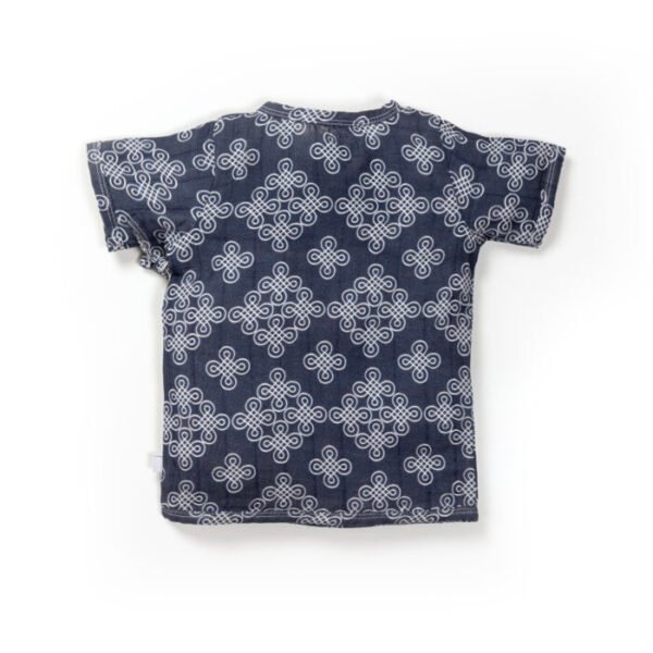 Unisex Baby Kolam Printed 100% Organic Cotton Jhabla and Langot Set - Dark  Blue - Image 3