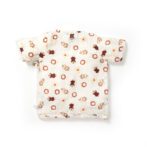 Unisex Baby Damru Printed 100% Organic Cotton Jhabla and Langot Set - White and Brown - Image 3