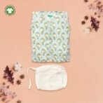 Unisex Baby Shankh Printed 100% Organic Cotton Jhabla and Langot Set - White and Sky Blue