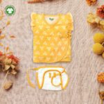 Baby Girls Triangle Printed 100% Organic Cotton Jhabla and Langot Set - Yellow and White