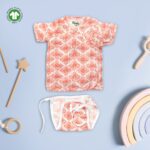 Unisex Baby Batik Printed 100% Organic Cotton Jhabla and Langot Set - White