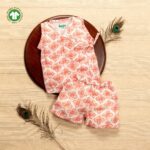 Unisex Baby Batik Printed 100% Organic Cotton Jhabla and Shorts Set - White