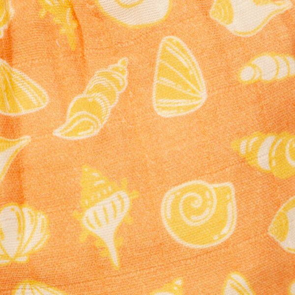 Unisex Baby Seashell Printed 100% Organic Cotton Jhabla and Langot Set - Orange and White - Image 4