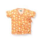 Unisex Baby Seashell Printed 100% Organic Cotton Jhabla and Shorts Set - Orange - Image 2