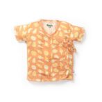 Unisex Baby Seashell Printed 100% Organic Cotton Jhabla and Langot Set - Orange and White - Image 2