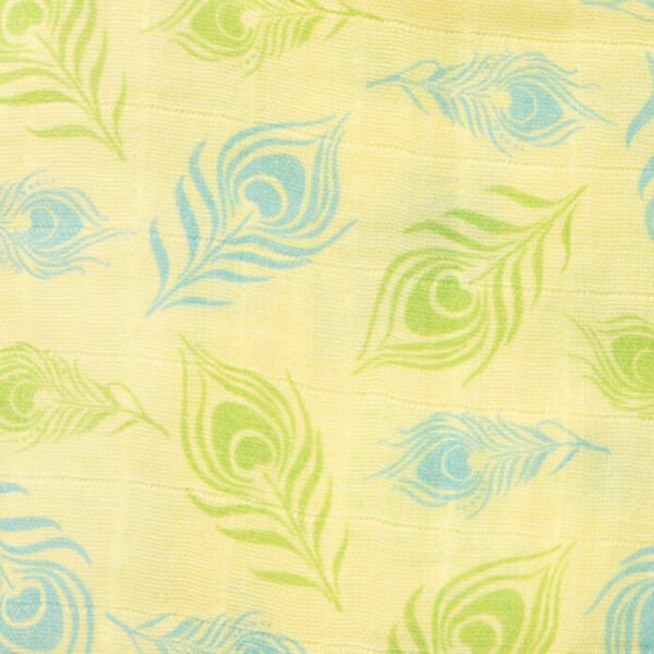 Baby Girls Peacock Feather Printed 100% Organic Cotton Jhabla and Langot Set - Light Yellow - Image 4