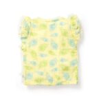 Baby Girls Peacock Feather Printed 100% Organic Cotton Jhabla and Shorts Set - Light Yellow - Image 3
