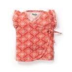 Baby Girls Batik Printed 100% Organic Cotton Jhabla and Shorts Set - Maroon - Image 2