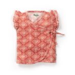 Baby Girls Batik Printed 100% Organic Cotton Jhabla and Langot Set - Maroon and White - Image 2