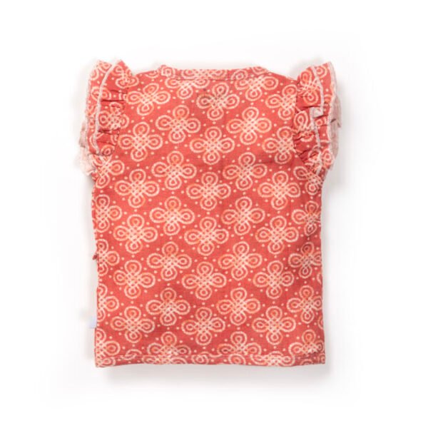 Baby Girls Batik Printed 100% Organic Cotton Jhabla and Langot Set - Maroon and White - Image 3