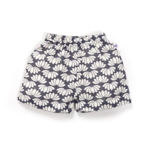 Unisex Baby Lotus Printed 100% Organic Cotton Jhabla and Shorts Set - Navy - Image 5