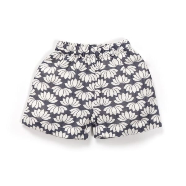 Unisex Baby Lotus Printed 100% Organic Cotton Jhabla and Shorts Set - Navy - Image 6