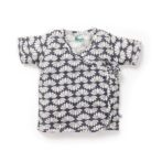 Unisex Baby Lotus Printed 100% Organic Cotton Jhabla and Shorts Set - Navy - Image 2