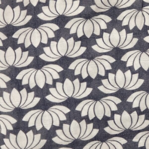 Unisex Baby Lotus Printed 100% Organic Cotton Jhabla and Shorts Set - Navy - Image 4