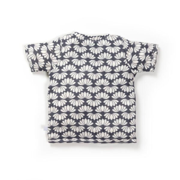 Unisex Baby Lotus Printed 100% Organic Cotton Jhabla and Langot Set - Navy - Image 3