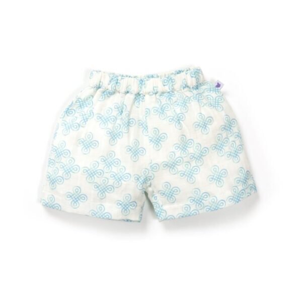 Baby Girls Kolam Printed 100% Organic Cotton Jhabla and Shorts Set - White - Image 5