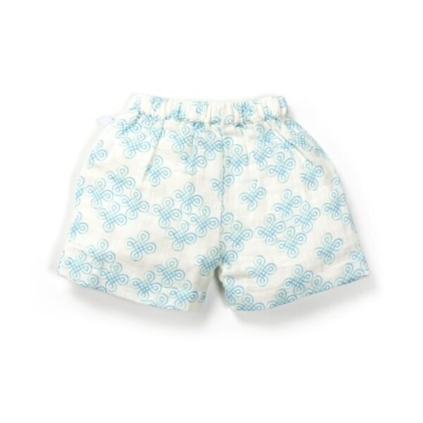 Baby Girls Kolam Printed 100% Organic Cotton Jhabla and Shorts Set - White - Image 6