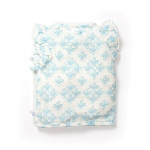 Baby Girls Kolam Printed 100% Organic Cotton Jhabla and Shorts Set - White - Image 3