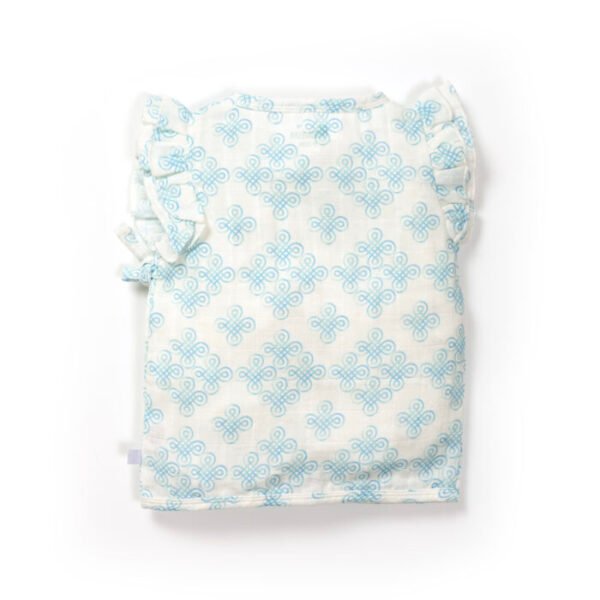 Baby Girls Kolam Printed 100% Organic Cotton Jhabla and Langot Set - White - Image 3