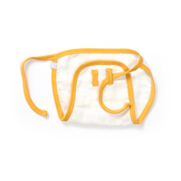 Baby Girls Triangle Printed 100% Organic Cotton Jhabla and Langot Set - Yellow and White - Image 6