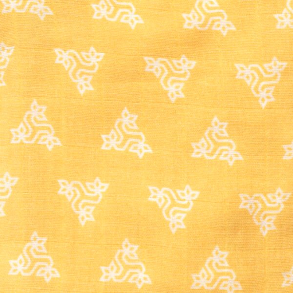Baby Girls Triangle Printed 100% Organic Cotton Jhabla and Langot Set - Yellow and White - Image 4