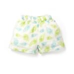 Unisex Baby Peacock Feather Printed 100% Organic Cotton Jhabla and Shorts Set - White - Image 4