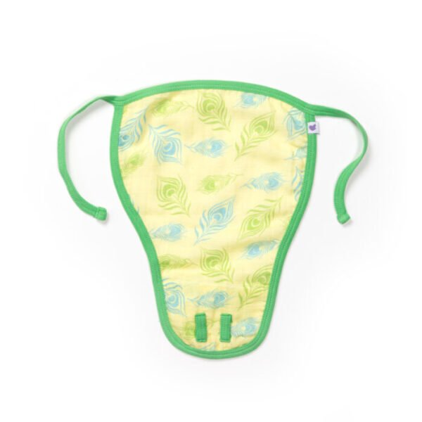 Baby Girls Peacock Feather Printed 100% Organic Cotton Jhabla and Langot Set - Light Yellow - Image 5