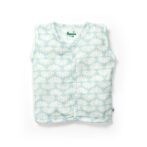 Unisex Baby Lotus Printed 100% Organic Cotton Jhabla and Langot Set - White and Sky Blue - Image 2