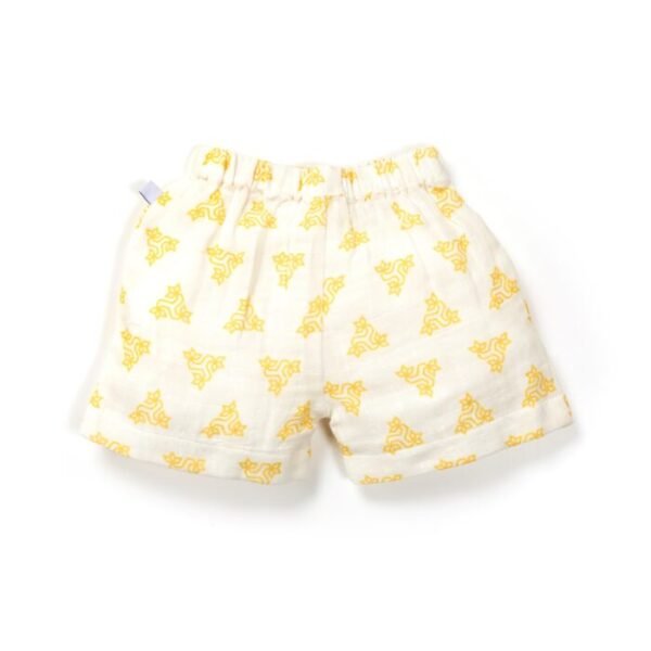 Unisex Baby Triangle Printed 100% Organic Cotton Jhabla and Shorts Set - White - Image 6