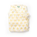 Unisex Baby Triangle Printed 100% Organic Cotton Jhabla, Langot and Cap Set - White - Image 2