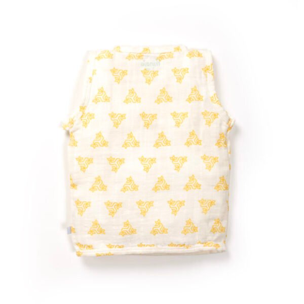 Unisex Baby Triangle Printed 100% Organic Cotton Jhabla, Langot and Cap Set - White - Image 3