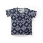 Unisex Baby Kolam Printed 100% Organic Cotton Jhabla and Shorts Set - Navy - Image 2