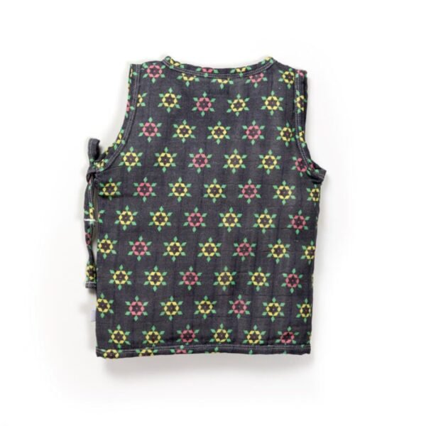 Unisex Baby Geometric Printed 100% Organic Cotton Jhabla and Shorts Set - Navy - Image 3