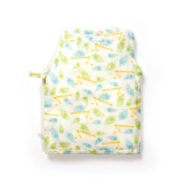 Unisex Baby Feather and Flute Printed 100% Organic Cotton Jhabla and Langot Set - White - Image 3