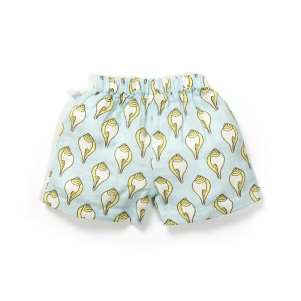 Unisex Baby Shankh Printed 100% Organic Cotton Jhabla and Shorts Set - Sky Blue - Image 6