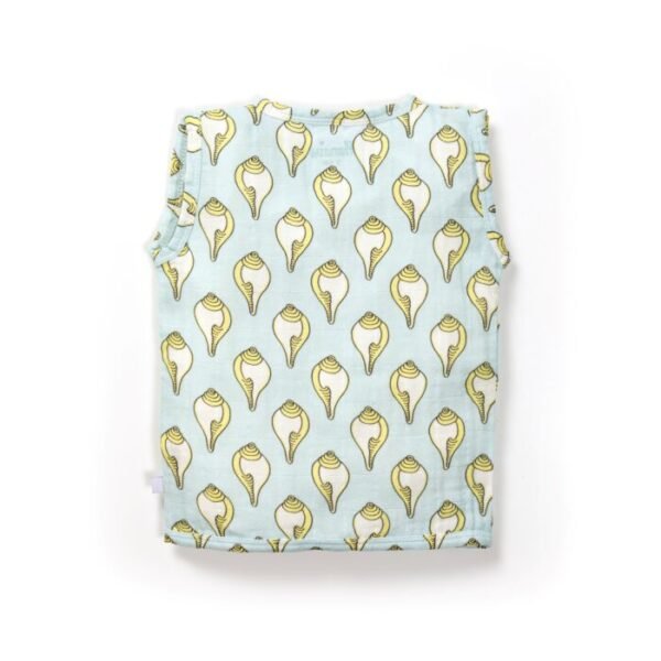 Unisex Baby Shankh Printed 100% Organic Cotton Jhabla and Shorts Set - Sky Blue - Image 3