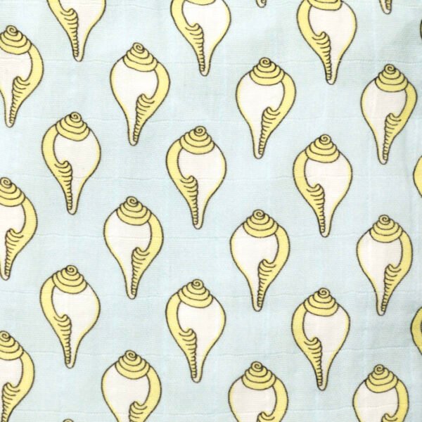 Unisex Baby Shankh Printed 100% Organic Cotton Jhabla and Langot Set - White and Sky Blue - Image 4