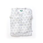 Unisex Baby Geometric Design Printed 100% Organic Cotton Jhabla and Shorts Set - White - Image 2