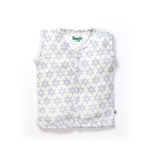 Unisex Baby Geometric Printed 100% Organic Cotton Jhabla and Langot Set - White - Image 2