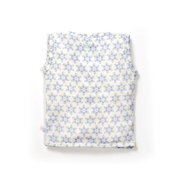 Unisex Baby Geometric Design Printed 100% Organic Cotton Jhabla and Shorts Set - White - Image 3