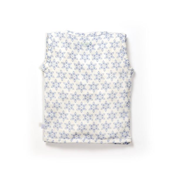 Unisex Baby Geometric Printed 100% Organic Cotton Jhabla and Langot Set - White - Image 3