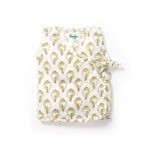 Unisex Baby Shankh Printed 100% Organic Cotton Jhabla Langot and Cap Set - White - Image 2