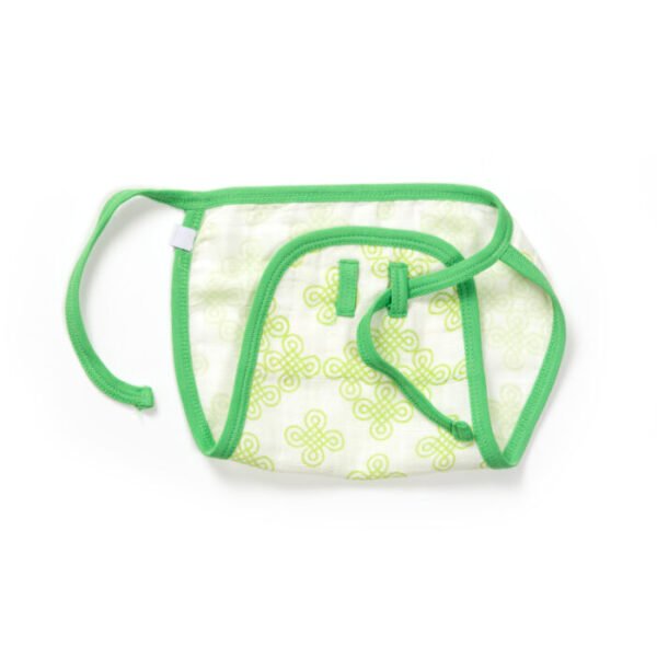 Unisex Baby Kolam Printed 100% Organic Cotton Jhabla, Langot and Cap Set - White - Image 6