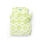 Unisex Baby Kolam Printed 100% Organic Cotton Jhabla and Shorts Set - White - Image 2