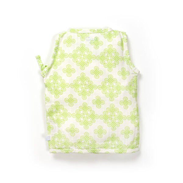 Unisex Baby Kolam Printed 100% Organic Cotton Jhabla, Langot and Cap Set - White - Image 3