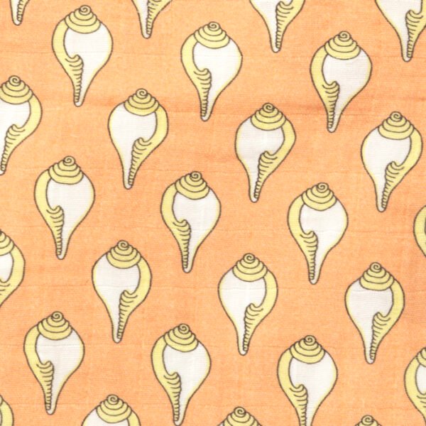 Unisex Baby Shankh Printed 100% Organic Cotton Jhabla and Langot Set - Orange and White - Image 4