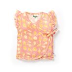 Baby Girls Seashell Printed 100% Organic Cotton Jhabla and Shorts Set - Pink - Image 2