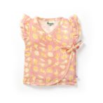 Baby Girls Seashell Printed 100% Organic Cotton Jhabla and Langot Set - Pink and White - Image 2