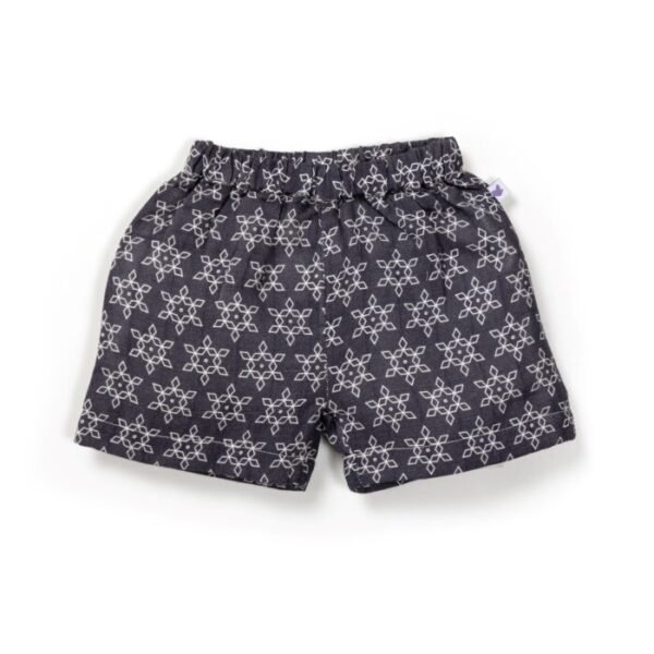 Unisex Baby Star Printed 100% Organic Cotton Jhabla and Shorts Set - Navy - Image 6