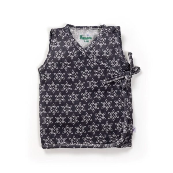 Unisex Baby Star Printed 100% Organic Cotton Jhabla and Shorts Set - Navy - Image 2